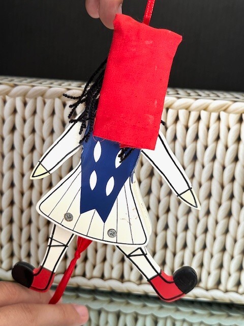 Vintage Pull String Puppet Wood Toy Grecce 1980