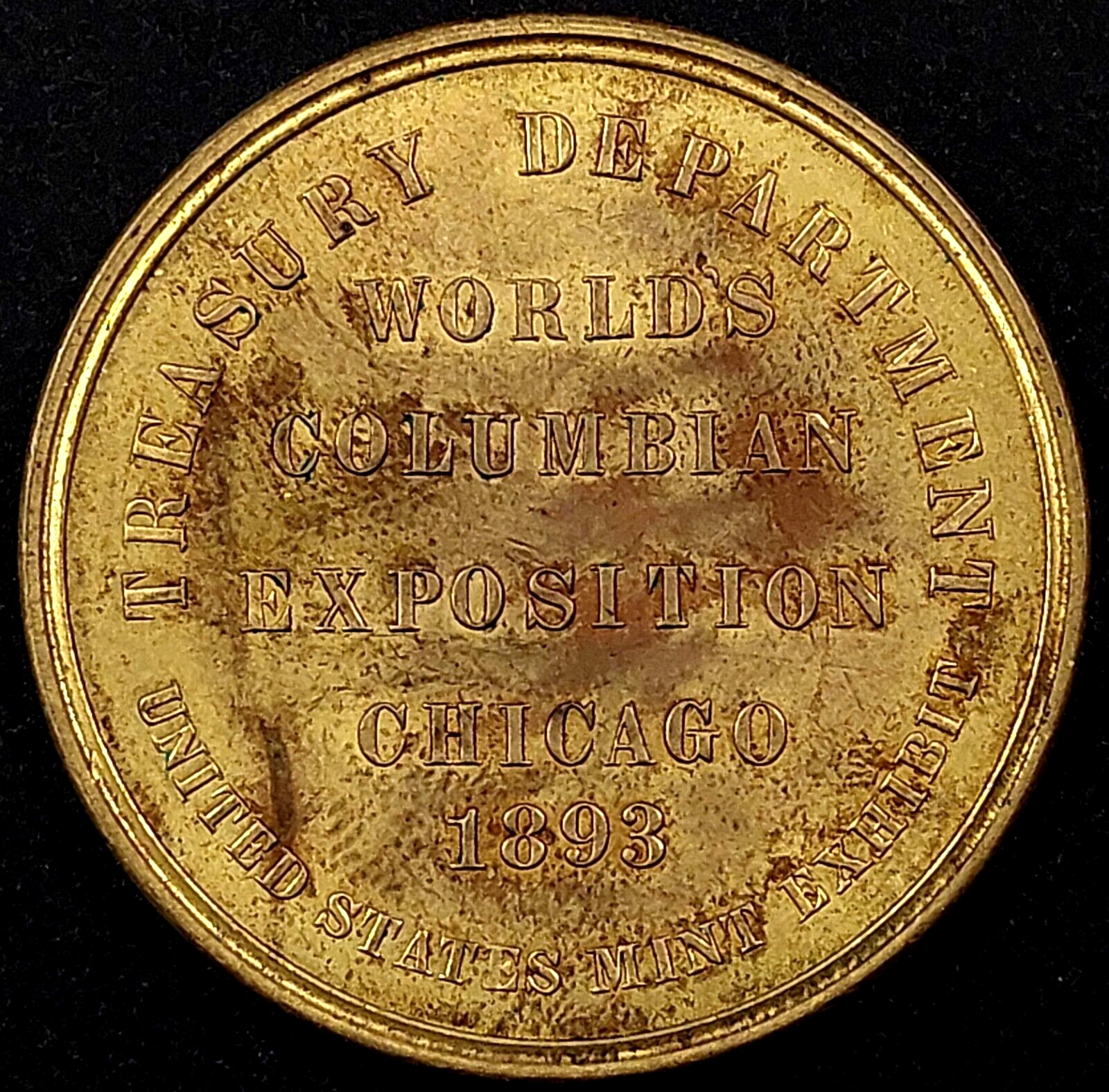 1893 World's Columbian Exposition Official Medal SC$, brass, HK-155! sku 11