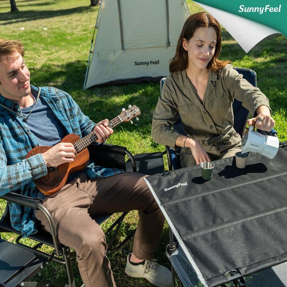 Folding Camping Table- Collapsible Portable Beach Table with 4 Cup Holders & ...