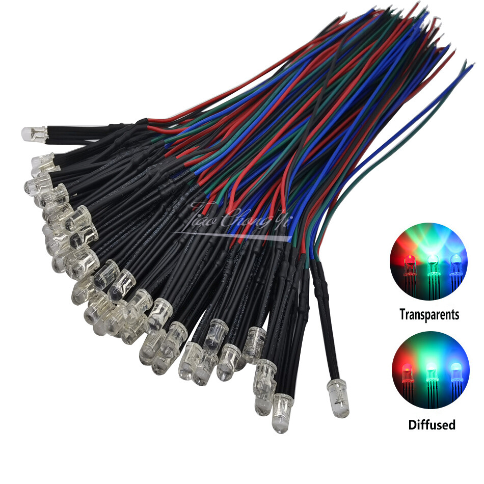 5mm DC12V 20cm Pre-wired RGB LED Emitting Diode  Common Anode Cathode Holde DIY