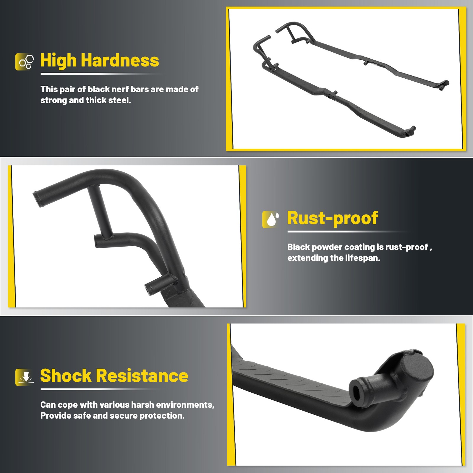 Rock Sliders 1 Pair Nerf Bars Side Steps for Polaris Ranger Crew XP 1000 2019-25