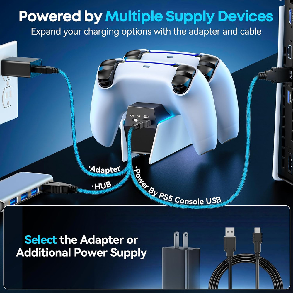 OIVO Fast Charging PS5 Controller Docking Station with AC Adapter