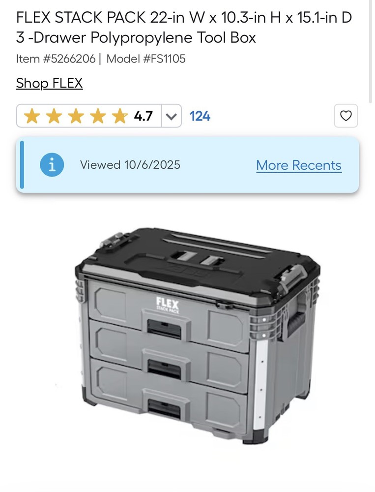 Flex FS1105 Stack Pack 3-Drawer Tool Box