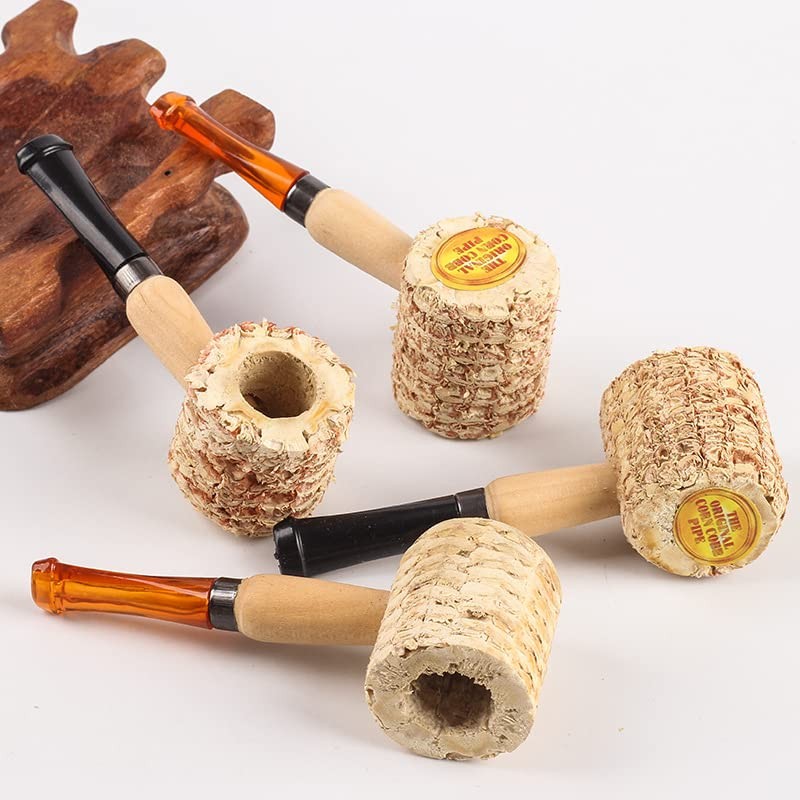 Disposable Natural Corn Cob Practice Pipe 5PCS yellow