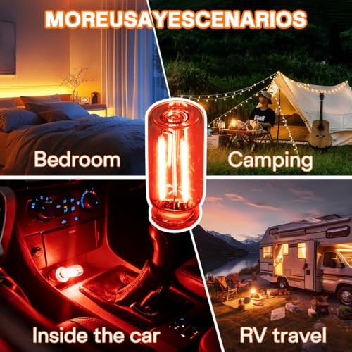 2PCS USB Car LED Interior Lights, Mini Ambient Lighting Accessories, Touch Red