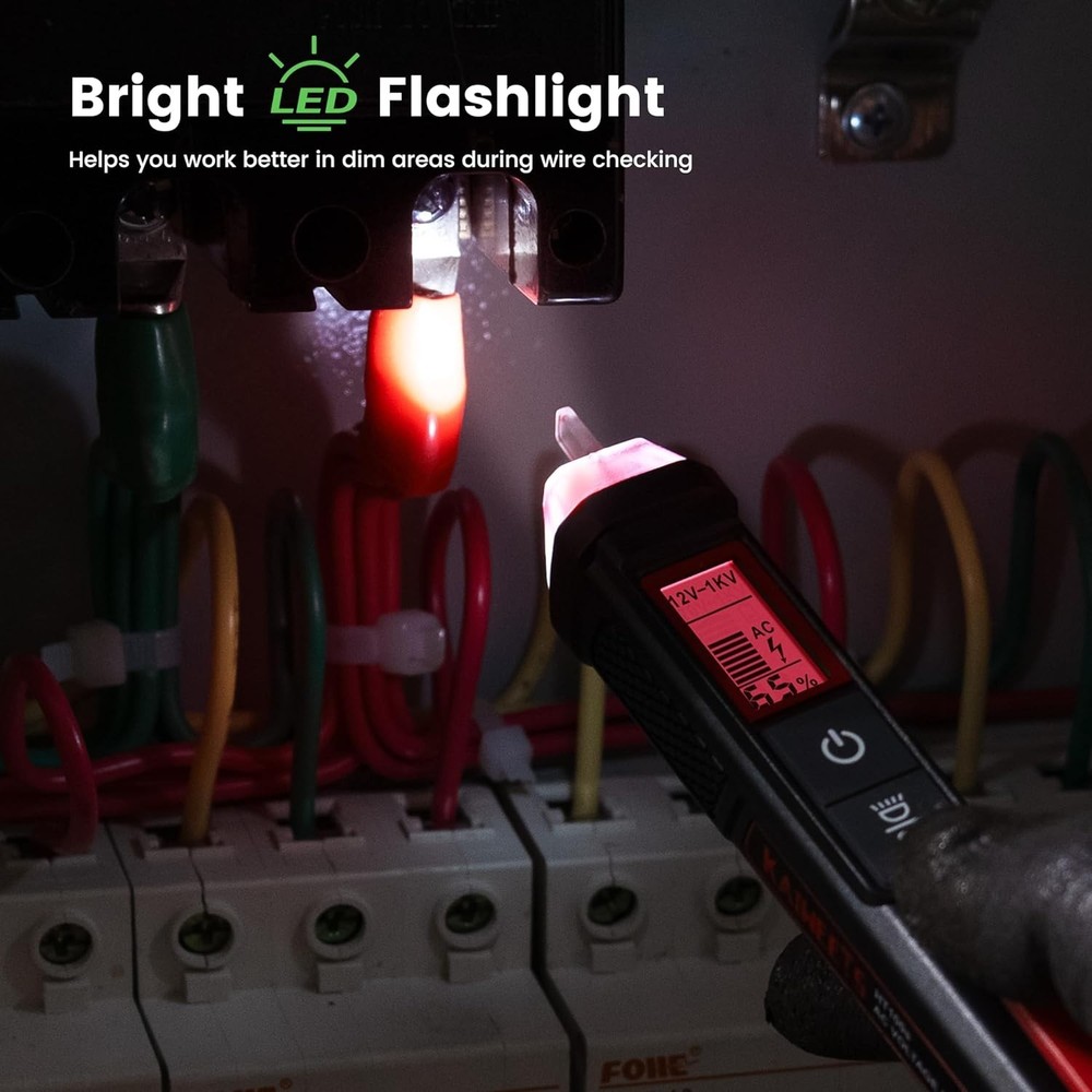 Compact Dual Range Voltage Tester with LCD and High Voltage Alert Features