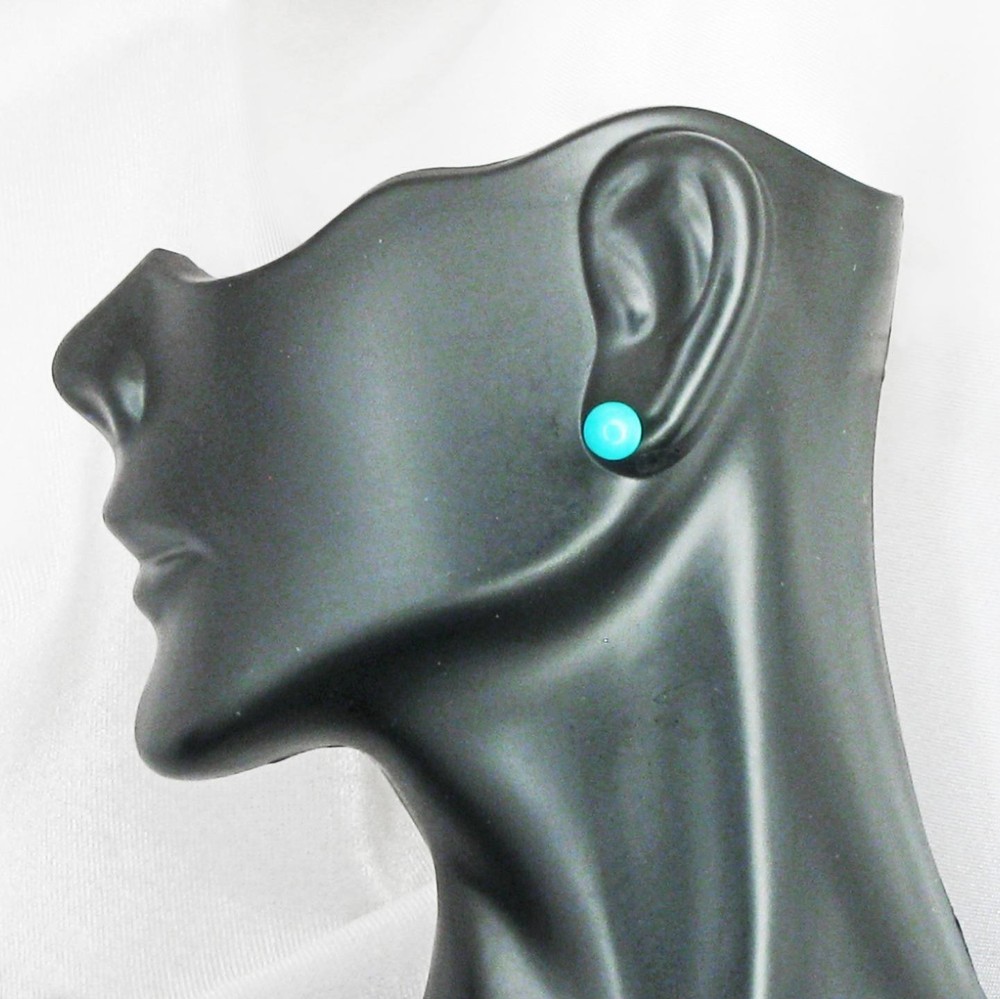 6mm Turquoise Ball Post Earrings - SOLID Sterling Silver - NEW!