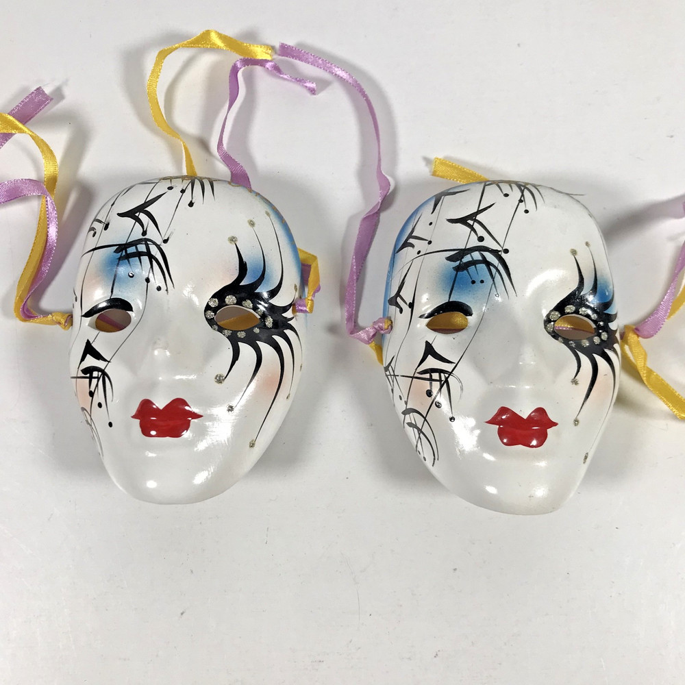 Masquerade Ceramic Miniature Masks x 2 Set