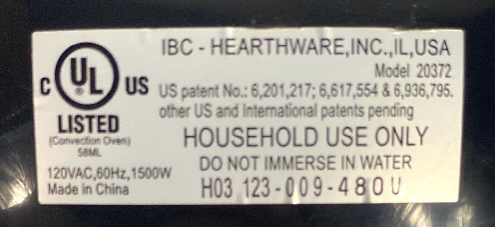 NuWave Pro Plus Oven 20372 Replacement Parts Bottom Base Only