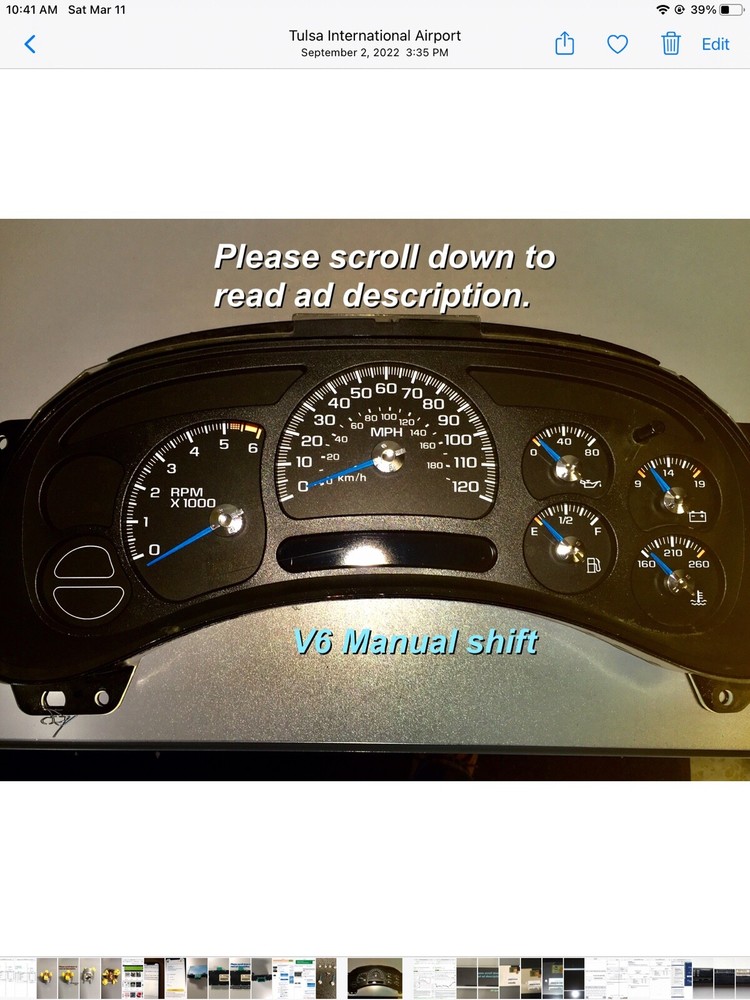 2003-2005 Chevy Silverado pickup V6,Manual shift  speedometer cluster.