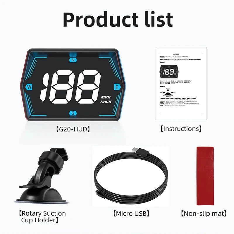 Car Digital Speedometer Head-up Display Security Overspeed Alarm Speed Compass