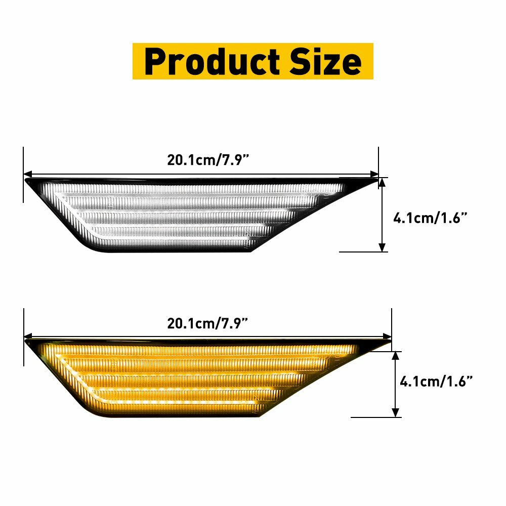 Switchback Sequential Turn Signal LED Side Marker Light For Honda Civic Lamp HUS