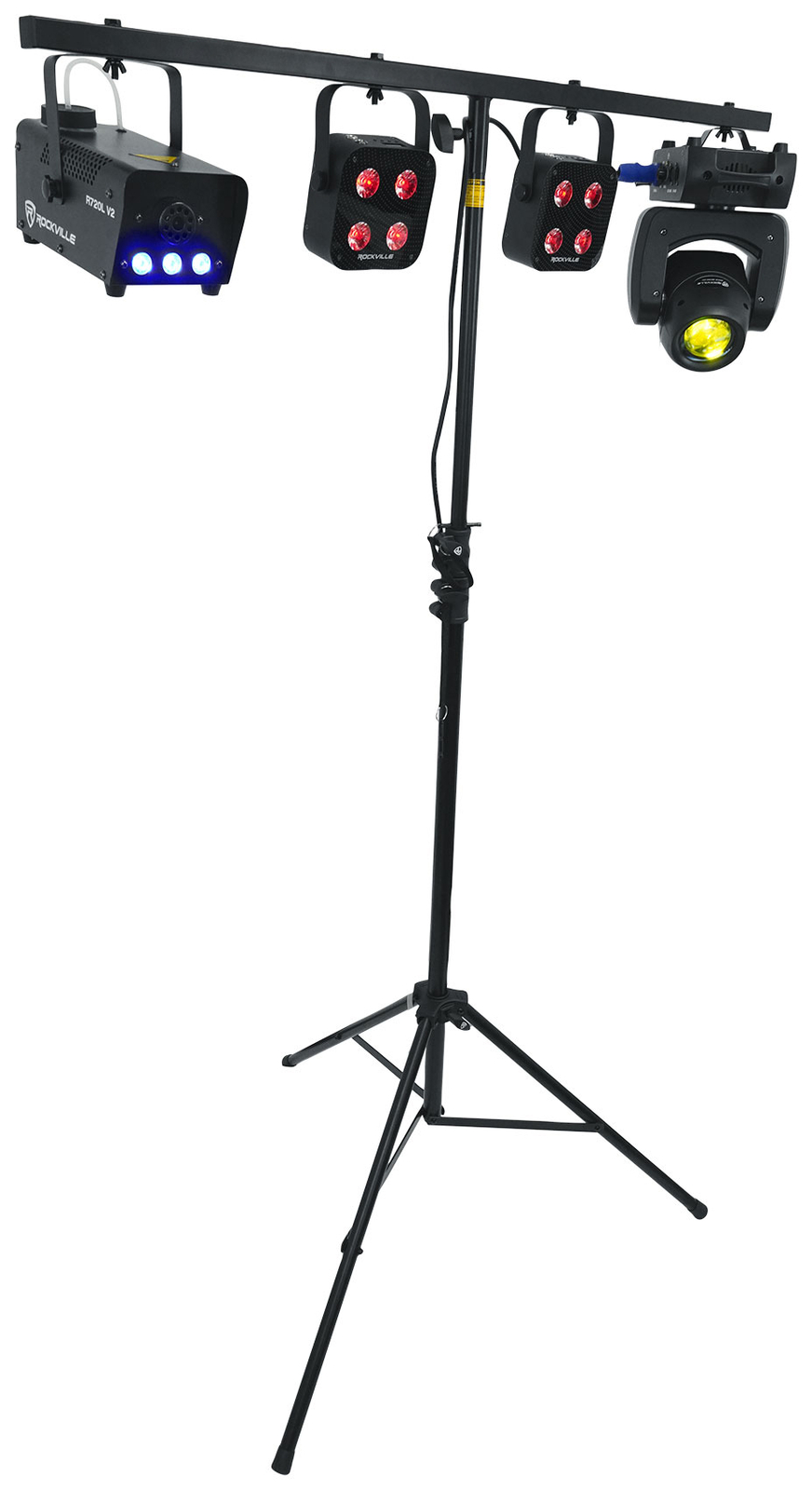Rockville RVLS60 9 Foot Tall Portable Tripod DJ Lighting Stand T-Bar+Padded Bag