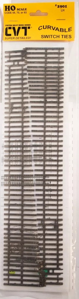 Central Valley ~ HO Scale ~ CVT #9 Left Turnout Ties ~ CVM2901