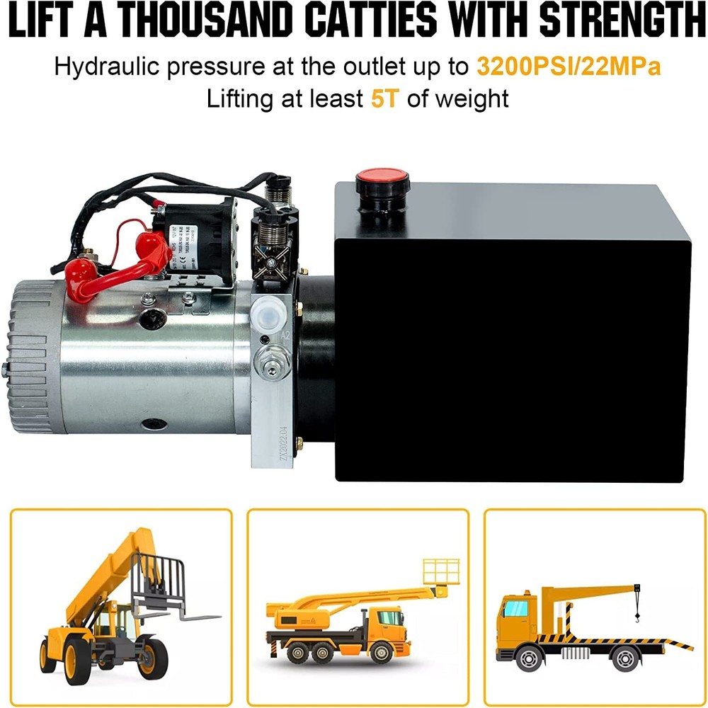 15 Quart Double Acting Hydraulic Pump Dump Trailer DC 12V Unit Pack Power Unit