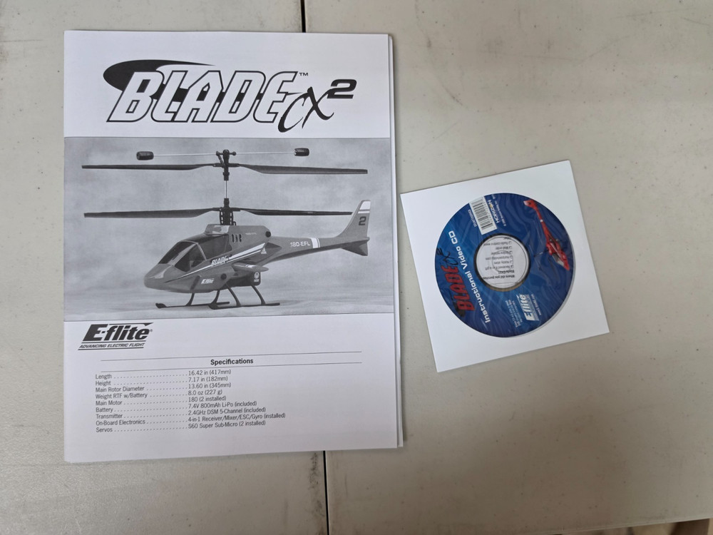 NEW OPEN BOX E-FLITE Blade CX2 R/C Remote Control Heli Helicopter