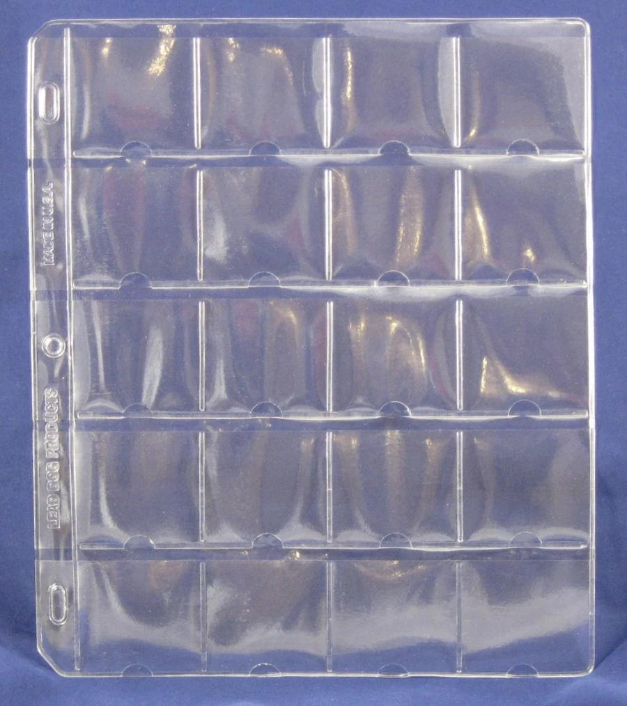 Lot of 25 Lead Dog Twenty 20 Pocket Heavy Duty Binder Pages for 2 X 2 coin flips