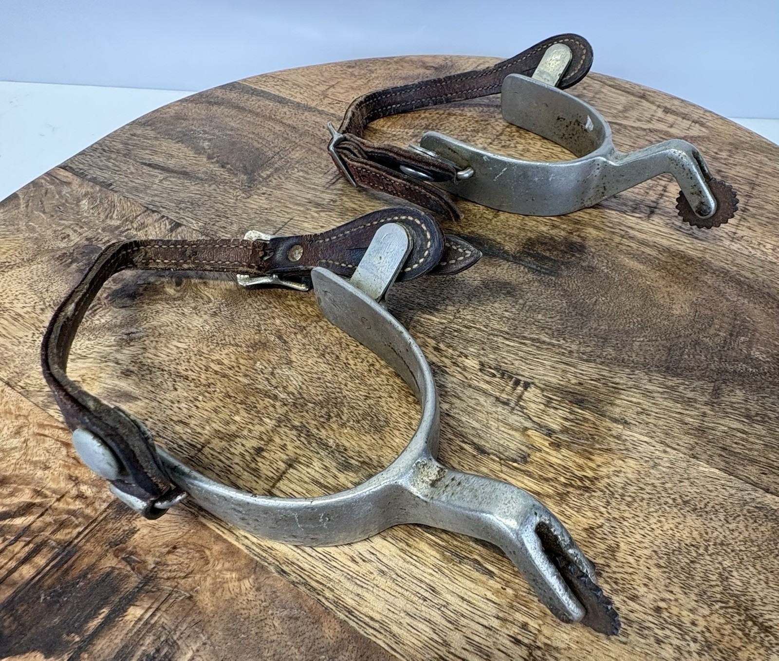 Vintage Western Gooseneck Cowboy Riding Spurs With Leather Straps Unmarked