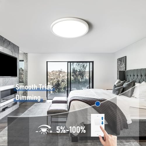 6 Pack 12 Inch Slim Dimmable LED Flush Mount Ceiling Light 12inch 6Pack White