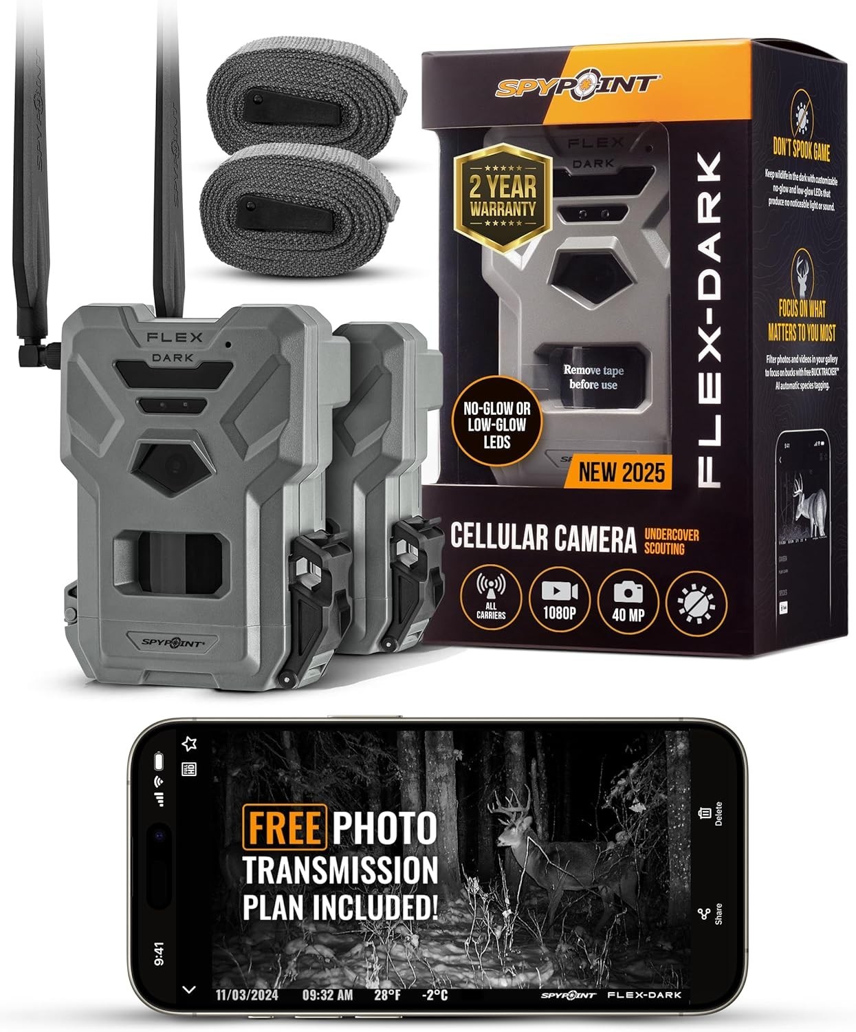 SPYPOINT Flex-Dark Cellular Trail Camera Twin Pack | 40MP No-Glow