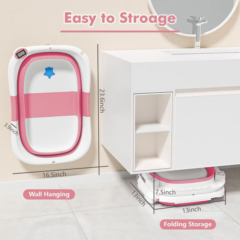 TUMAJUP Collapsible Baby Bathtub for Infants and Toddlers with Bath Net and