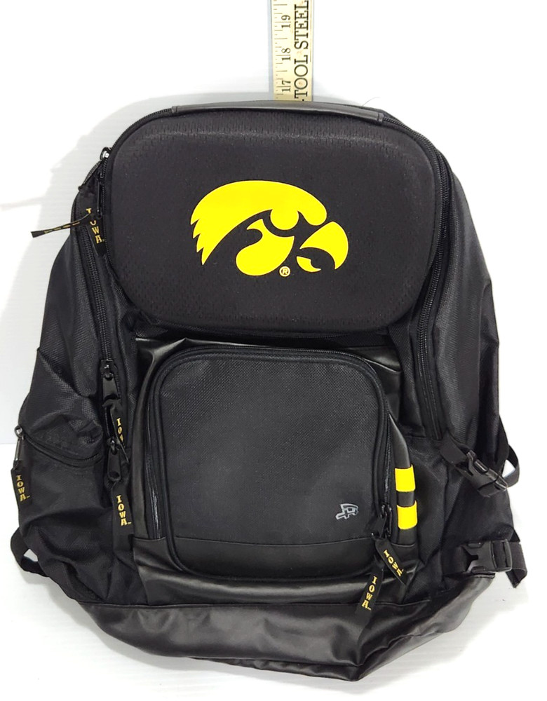 Authentic Iowa Hawkeyes Backpack Storage Padded Back Straps 6 Pockets