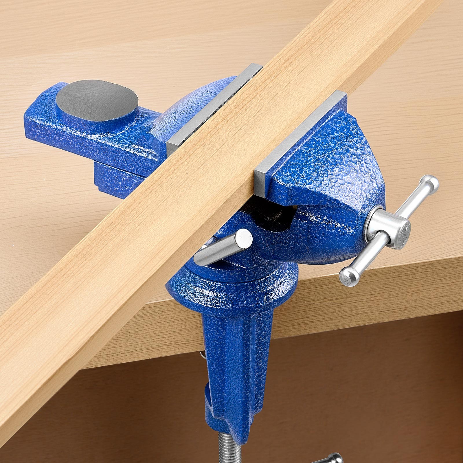 VEVOR Bench Vise 3 Inch Portable Workbench Vice Clamp 360° Swivel Base Cast Iron