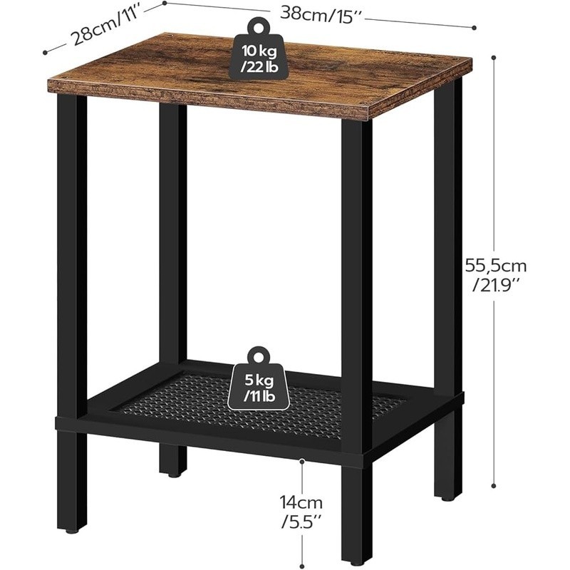 Multi-Functional Space Saving End Table W/ 2-Tier Storage Shelf Home Use