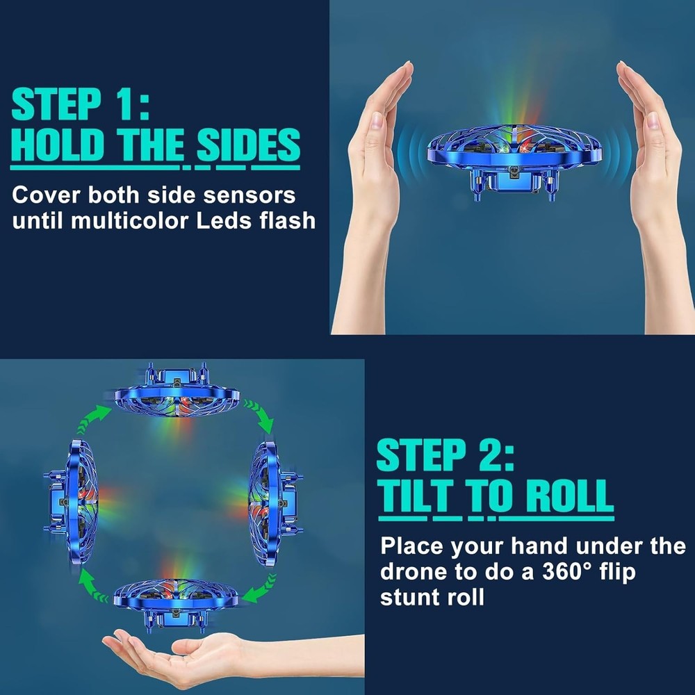 Interactive Kids Drone with Obstacle Avoidance - Rechargeable Mini Quadcopter