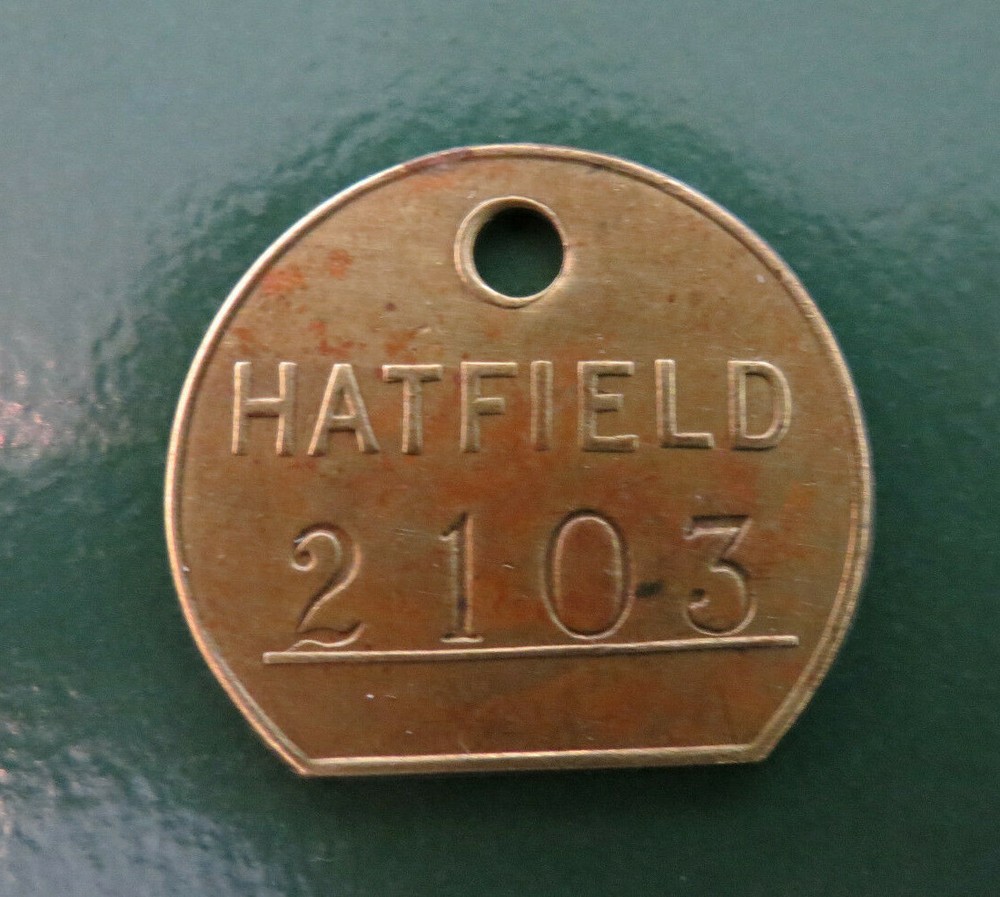HATFIELD Colliery Pit Check Tally - marked HATFIELD 2103