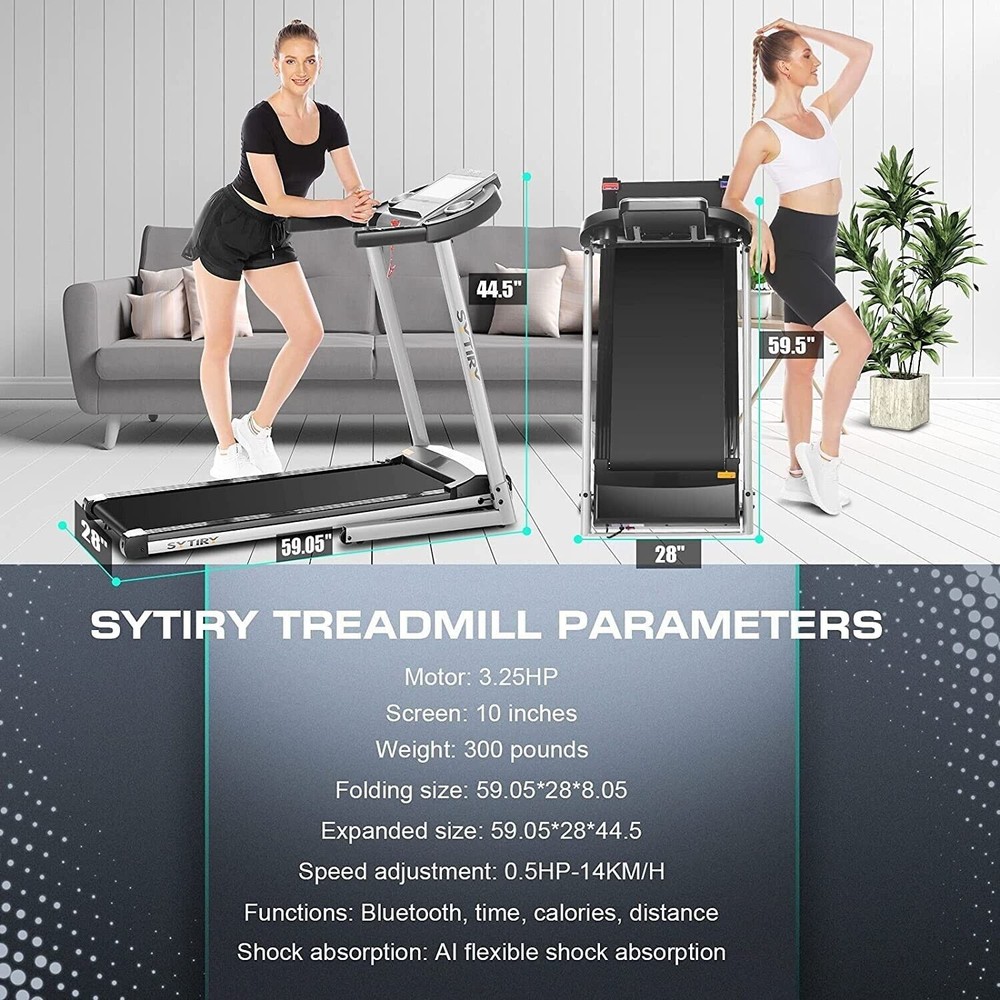 3.25HP Folding Treadmill Running Machine W/10” Touchscreen APP Control Speaker🏃