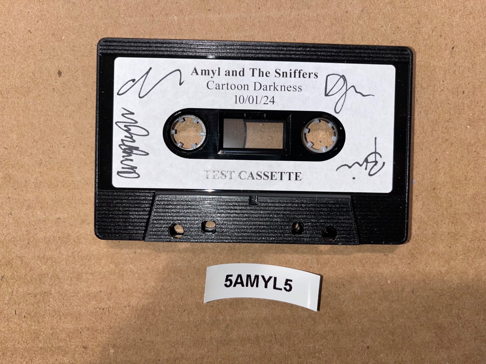 Amyl And The Sniffers Signed Autographed Test Cassette Cartoon Darkness 10/01/24