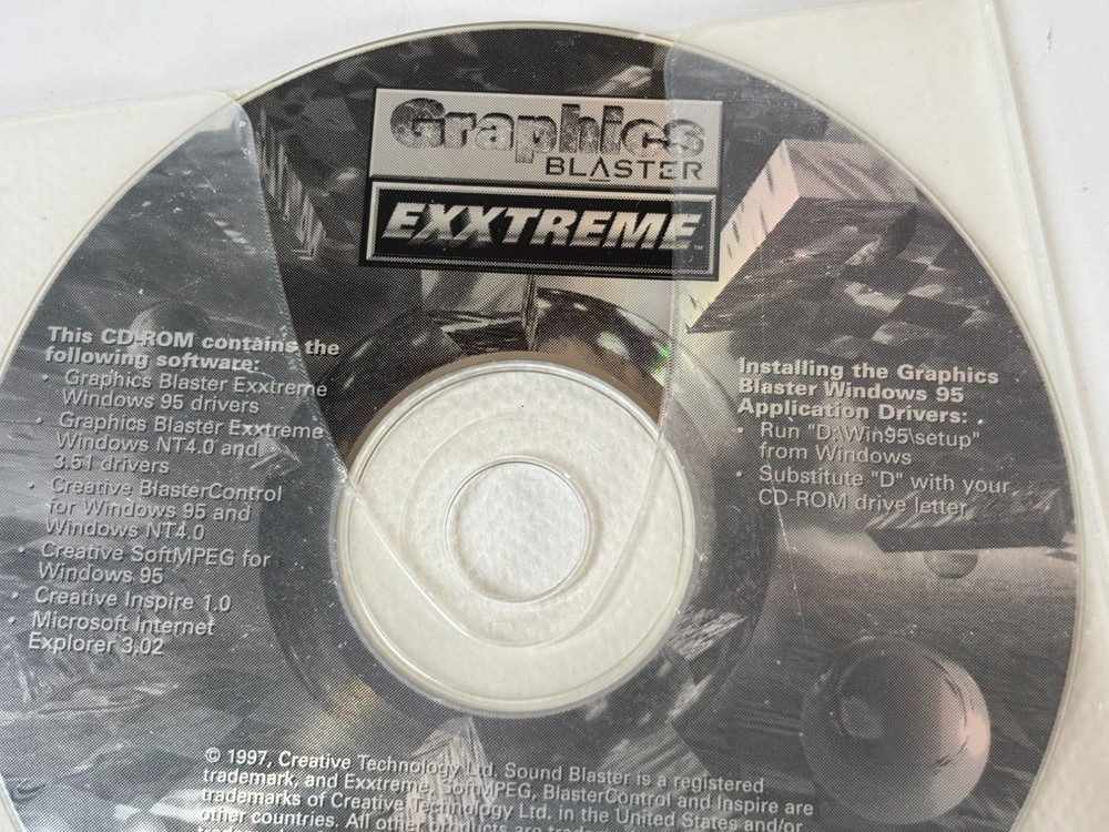 Creative Graphics Blaster Exxtreme Driver CD-ROM For Windows 95 & NT4