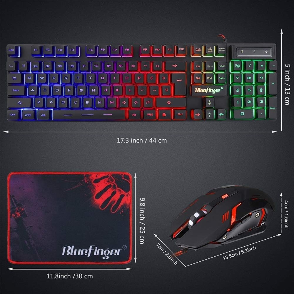 Ergonomic RGB Gaming Keyboard with Backlit Mouse Combo - Ideal for Laptops & PCs