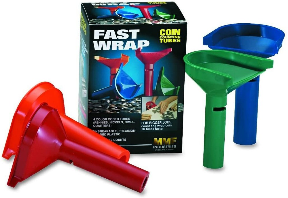 Fast Wrap Coin Counting Tubes Assorted Change Sorter Counter MMF Wrapper 1c-25c