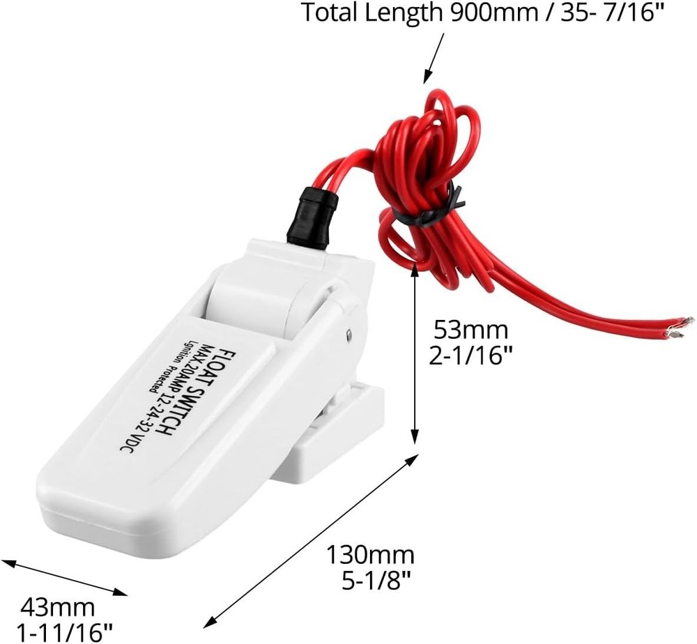 QWORK 2 Pack Heavy-Duty Automatic Boat Bilge Pump Float Switch | Moisture...
