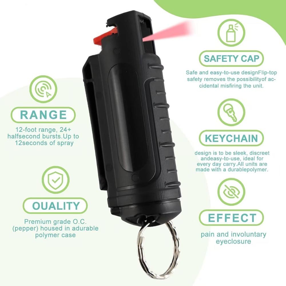 Sturdy Pepper-Spray Non-Lethal Long-Lasting Versatile Pepper Spray with Keychain