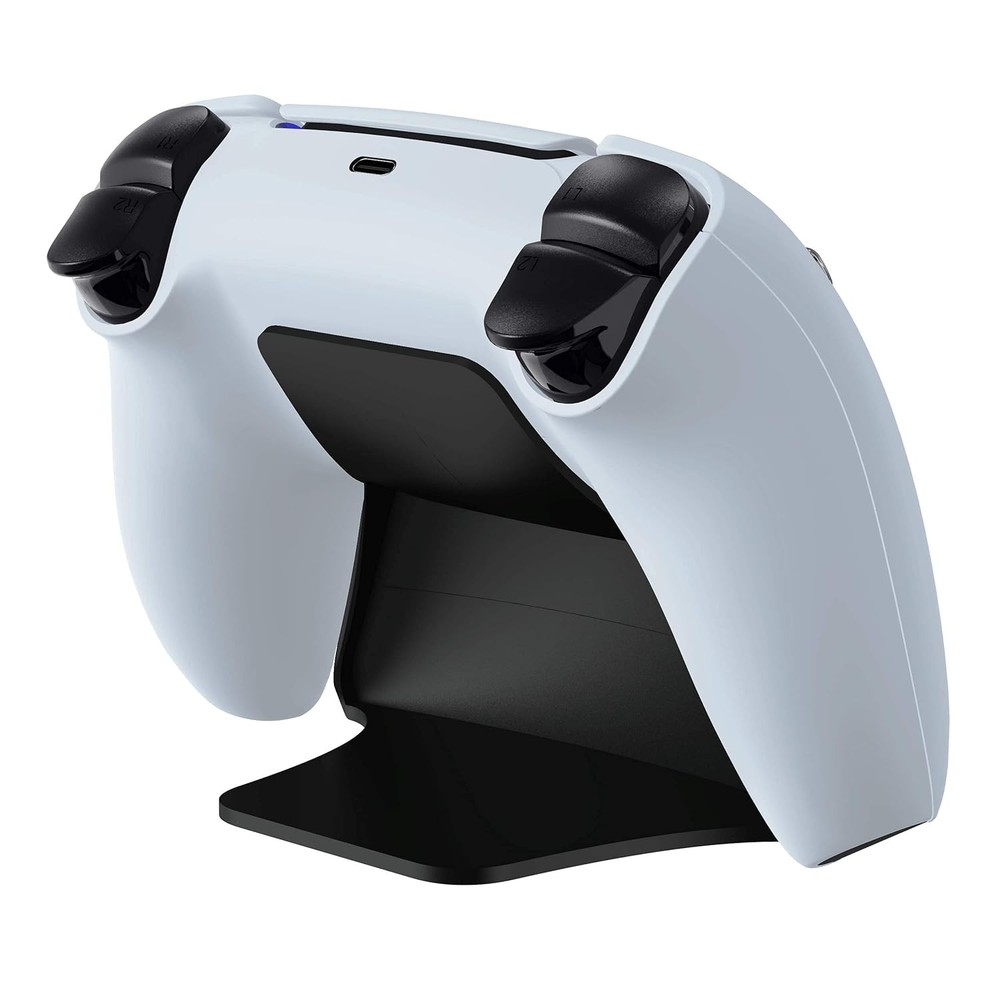 PlayVital Solid Black Controller Display Stand for ps5 Desk Holder w/Rubber Pads