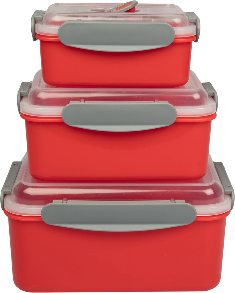 Microwave Vegetable Steamer Containers - (3 Pack) Reusable Nesting Food