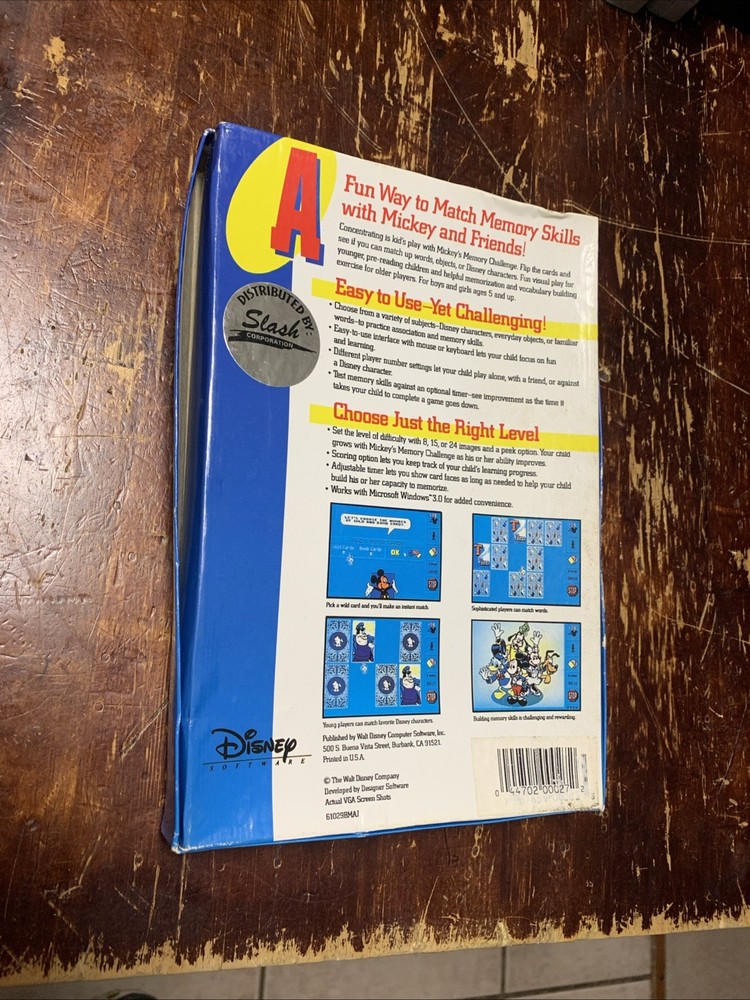 Disney Mickey’s Memory Challenge Vintage Computer 3.5” Game Disk -IBM, PC, Tandy