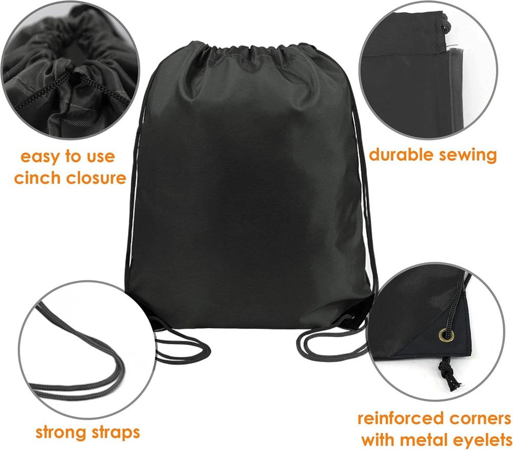 BeeGreen Drawstring Backpack Bags 20,30,50 Packs Reflective String Black