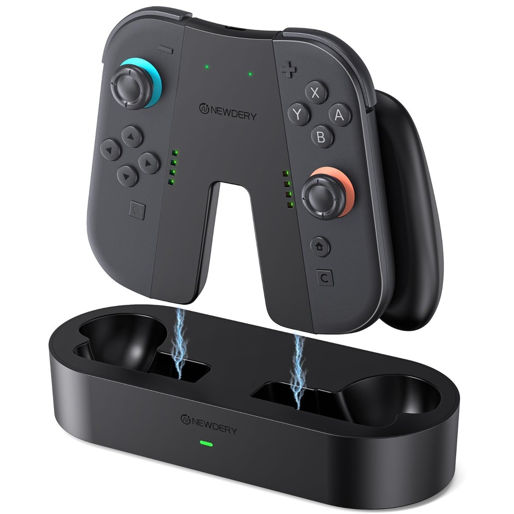 NEWDERY Charging Grip & Charging Dock for Switch 2 Magnetic Grip Controller