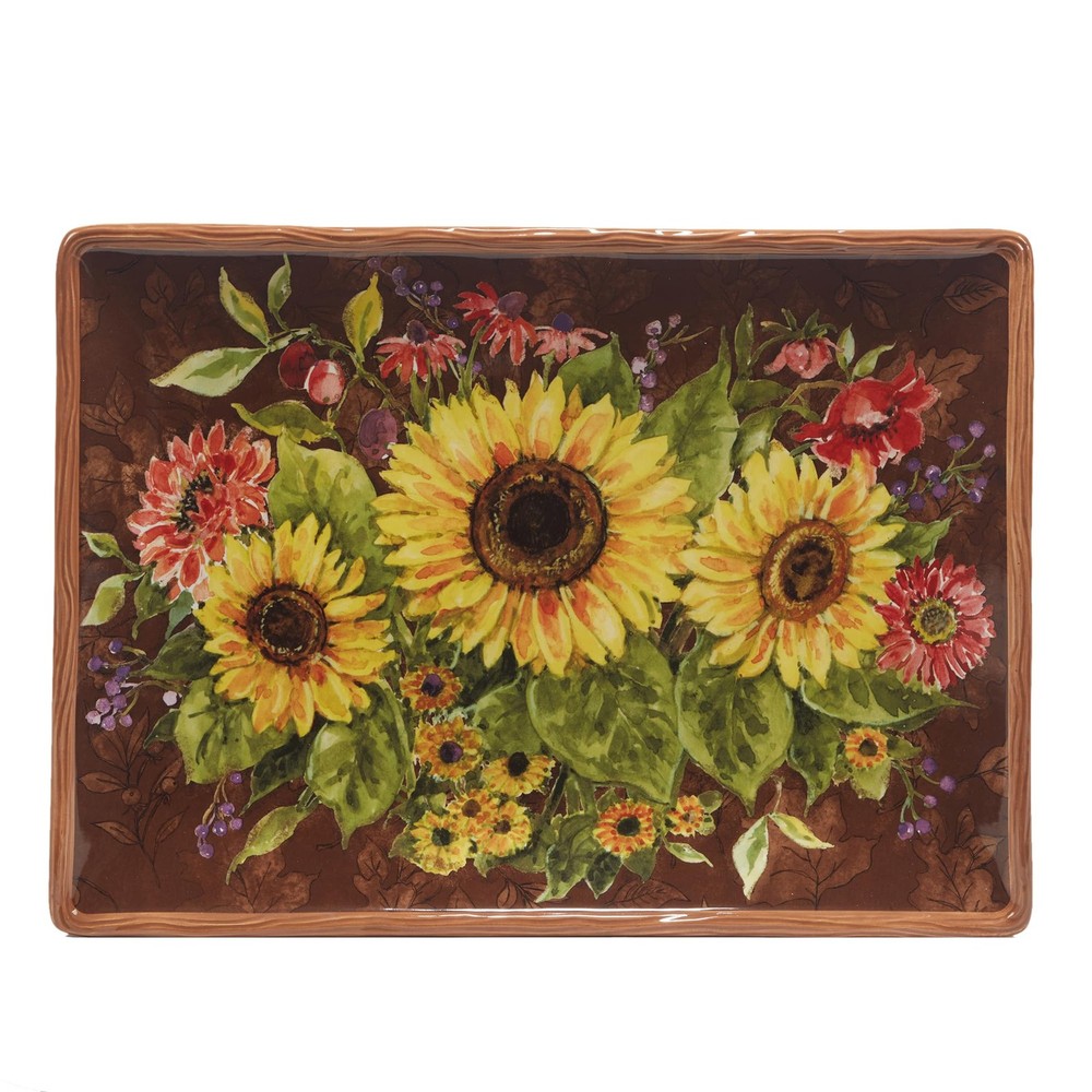 Harvest Blessings Ceramic Rectangular Platter - Ideal for appetizers, desserts,