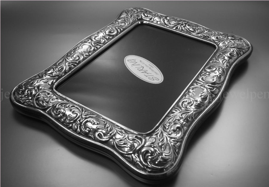 High-Quality Victorian Photo Frame Solid 925 Sterling Silver Mahogany(V2)