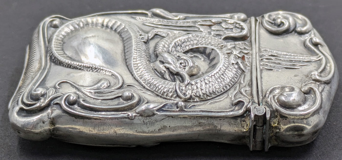 Antique Vintage Sterling Winged Cockatrice Dragon Vesta Match Safe WB3-Vesta-1