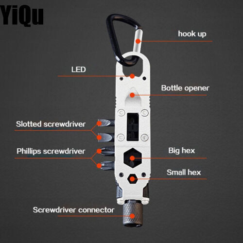 Black Multifunction Tactical EDC Mini Pocket Knife Survival Multitool Keychain