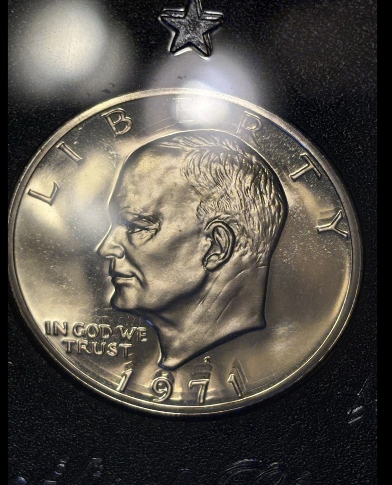 1971-S “Brown Ike” Eisenhower Silver DCAM Proof Dollar; Peg Leg Mint Error