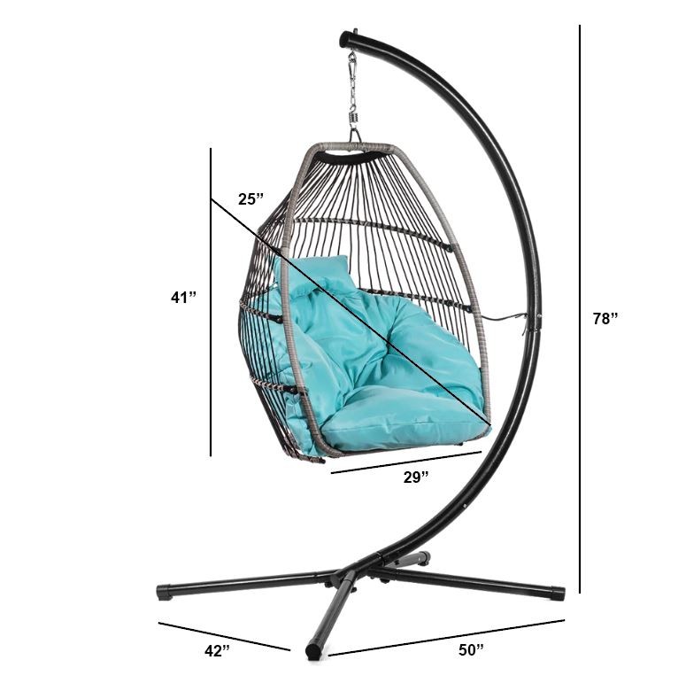 Barton Soft Cushion Hanging Egg Chair Garden Home Indoor Outdoor Patio Balcony