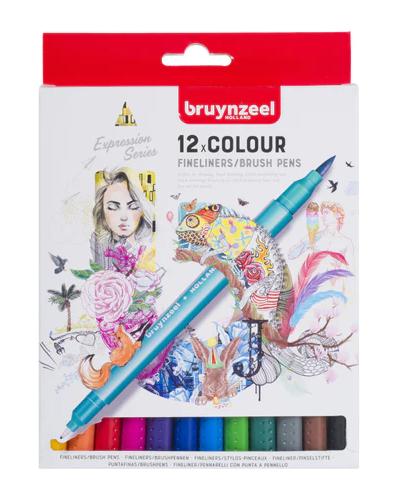 Bruynzeel Expression Series Fineliners Brush Pens 12 pc