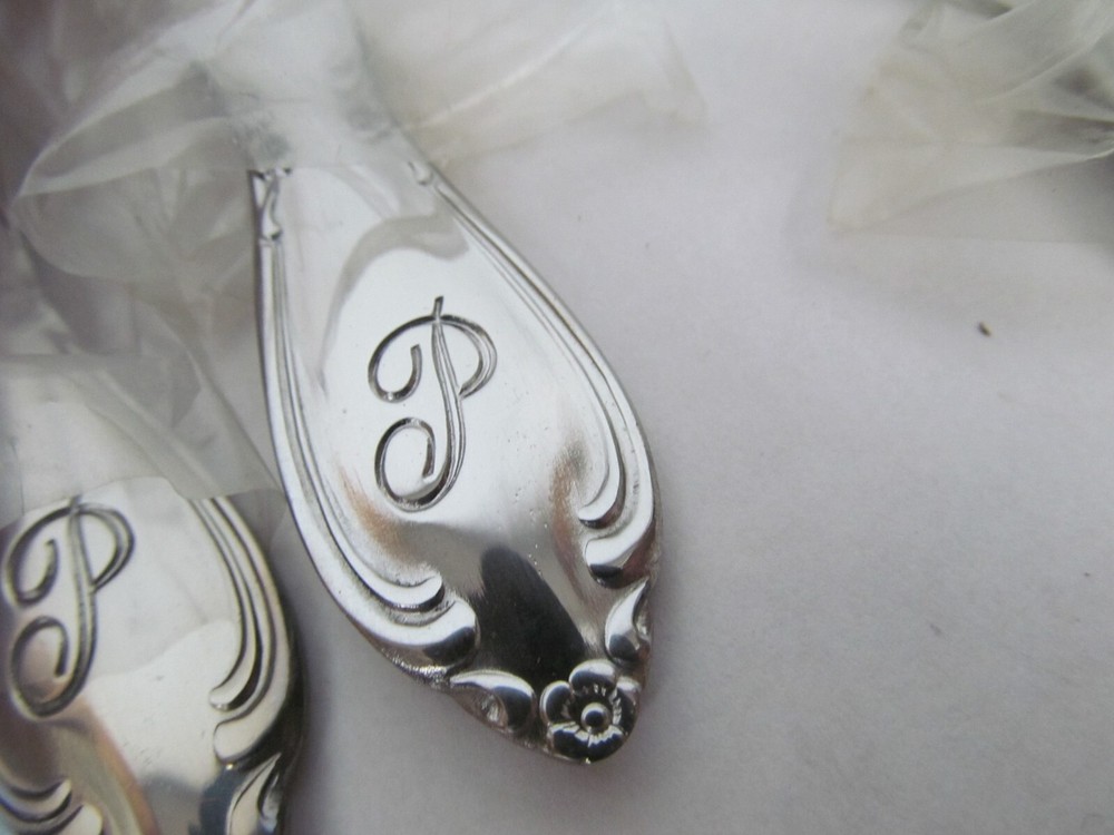 Vintage NOS Stainless Korea Flatware Set Monogrammed Initial “P”